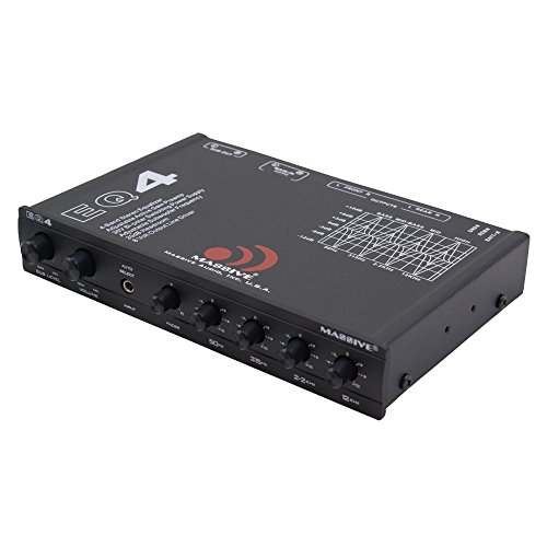 Image of Massive Audio EQ4 | 4-Band Car Audio Equalizer - in-Dash Equalizer with Subwoofer Control, 8V Line Driver & Adjustable Fader for Premium Sound Tuning