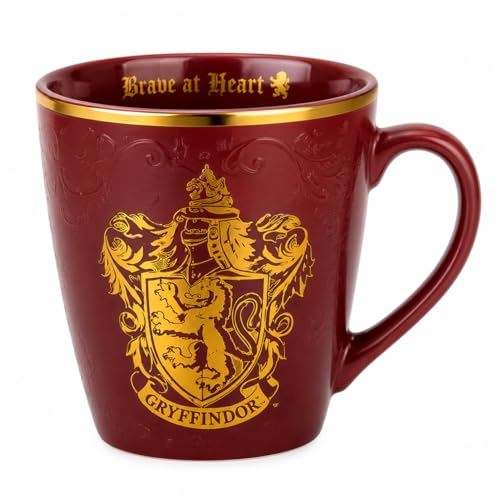 GWCC Official Harry Potter Gryffindor Mug with Gold Foil and Embossed 3D Logo in a Box