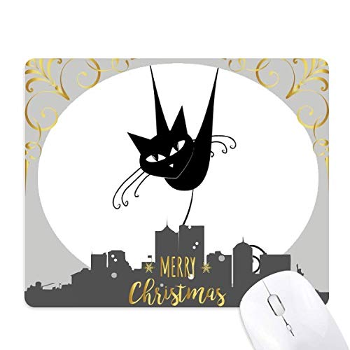 Tapis de souris chat noir Halloween en caoutchouc pour bureau de gamer