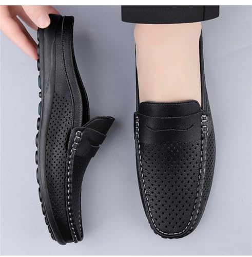 Men's Mules and Slip Ons,Men's Backless Sneakers,Summer Lightweight Loafers Leather Driving Moccasins Mules Clog Slippers3