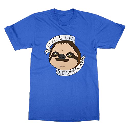 T-shirt Sloth humour paresseux bleu taille L vetement decontracte ete mode originale