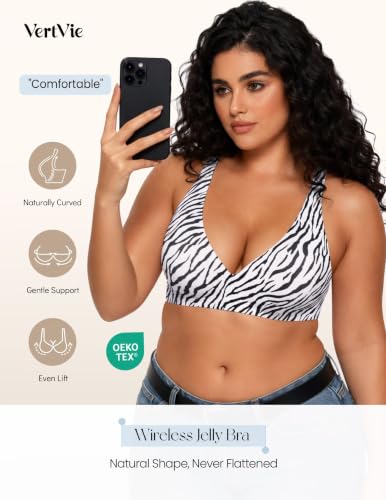 Image of Vertvie Jelly Wireless Bras for Women Push Up Plunge Seamless T-Shirt Bras No Underwire Supportive Full Coverage Bralettes