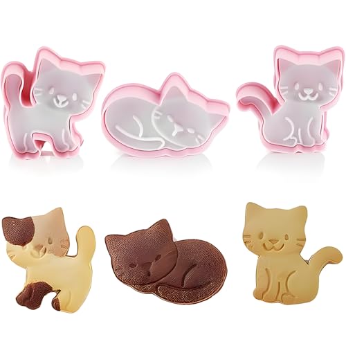 3PCS Ausstechformen Katze, Katze Keksausstecher Kunststoff, 3D...