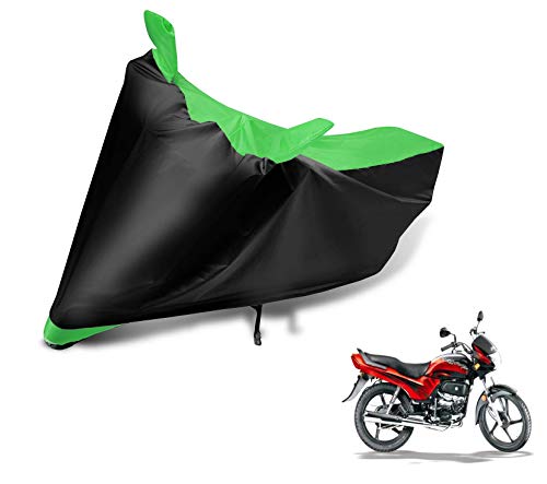 Image of Auto Hub Bike Cover Compatible with Hero Passion Pro with Mirror Pocket, Dustproof, Heat Resistant, Triple Stitched, Passion Pro Bike Cover- Black, Green