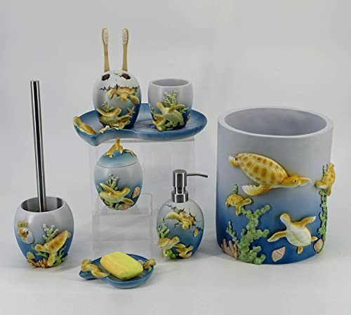 N-brand SHANCO Resin Sea Turtle Mother and Baby Soap Dish, Beach, Bathroom Accessory,Ocean Theme Sea Turtle Family Bathroom Decor,Coastal Decor (Ocean Blue) - Image 6