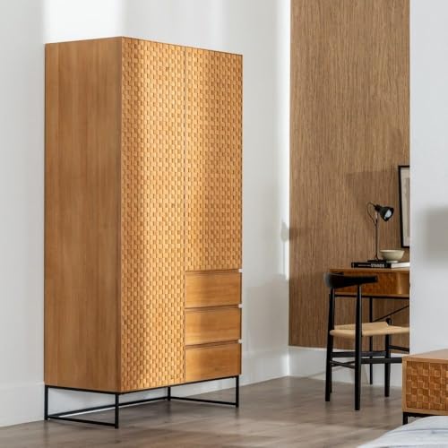 Aparador MARIGNI Negro Natural Hierro Madera MDF 98,5 x 55 x 199,5 cm - Marca: BigBuy Home - EAN: 8445146121554