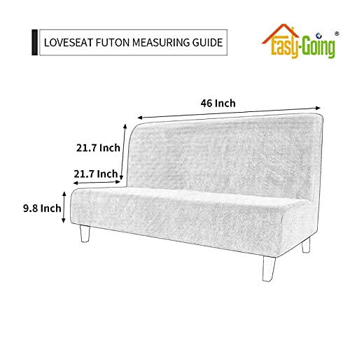 Image of Easy-Going Stretch Medium Futon Slipcover Armless Futon Cover Tan | Sofa Bed Furniture Protector Without Armrests with Elastic Bottom for Kids, Soft Jacquard Machine Washable