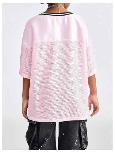 Girl's Jersey Shirts Leopard Number Print Jersey Shirt Cheetah V Neck Half Sleeve Oversized Tee Tops2