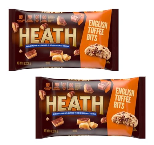 Heath English Toffee Bits Baking Chips - Pack Of 2 - Delicious Additions To Any Treat - Great For Sharing With Friends And Family - Tasty Bits