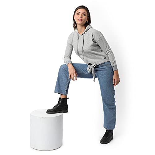 Image of PINACOLADA Women's Double Striped Hoodie with Ribbed Hem for Casual Wear | Hooded Neck | Long Sleeve | Pull On Closure | Cotton Sweatshirt Crafted with Comfort Fit for Everyday Wear