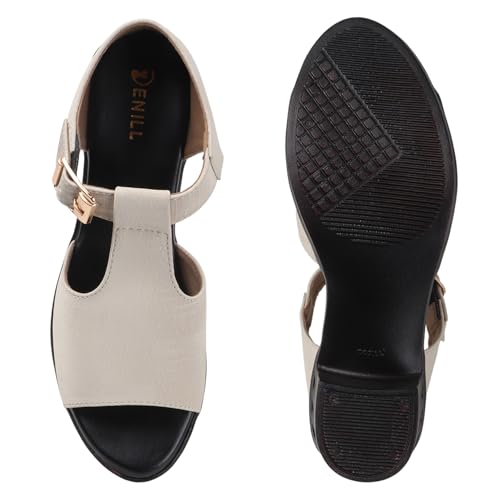 Image of Denill Fancy & Comfortable Brown Heel Sandal with Ankle Strap for women & Girls