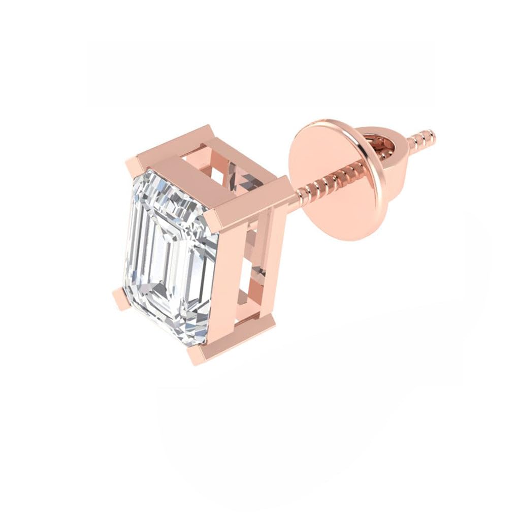 Single Stud For Men & Boys | Rose Gold Plated Pure 925 Sterling Silver Earring | 7mm X 5mm Rectangle Shaped Gemstone Single Screwback Stud | Gift for Men & Boys | Model ERSMR00938-image-14
