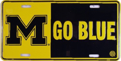 Hangtime M-GO Blue (U of MICH) Embossed Metal auto tag