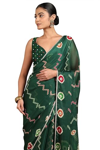 Image of MIRCHI FASHION Women Saree Chiffon Floral Printed | Breathable Festive Occasion Sari for Social Visits with Matching Blouse Piece