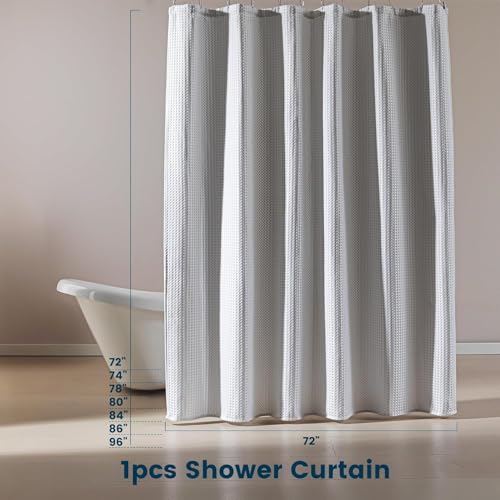 SLEEP ZONE Shower Curtain Liner, Waffle Shower Curtains for Bathroom, Heavy Duty Thick Fabric Shower Curtains - 285GSM Luxury Weighted Polyester Bath Curtain, 72" × 84" (Pure White) - image 6