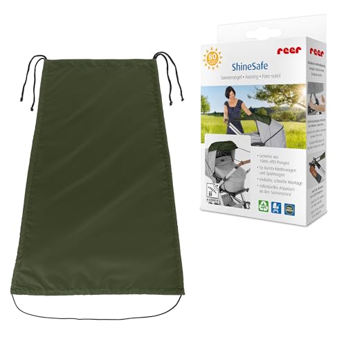 reer ShineSafe Sonnensegel | UV Schutz (UPF 80+) | universal passend für Kombi-Kinderwagen & Sportwagen | Sonnenschutz & Windschutz | aus 100% rPET-Pongee | Einfache Anbringung | Waldgrün