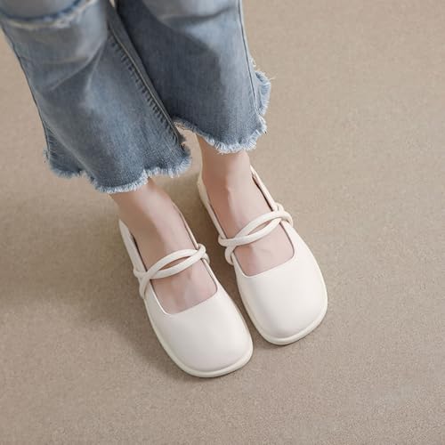 SWDZM Women's Square Toe Mary Jane Flats Comfortable Slip On Dress Shoes Ballet Flats Business Casual Work Office Shoes4