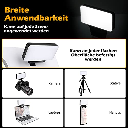 Temery Videokonferenz Licht, Videokonferenz Beleuchtungsset mit 3 Clips, 3000mAh LED Videoleuchte(Dimmbar und… – Bild 7
