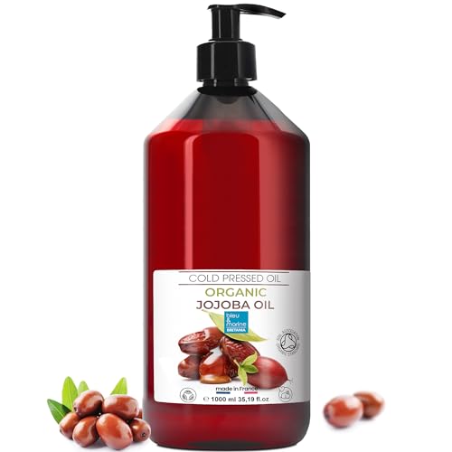 Huile de Jojoba Bio Pure et 100% Naturel: Huile Visage, Hydratant Cheveux et Barbe, Anti Âge, Huile Démaquillante Visage, Sérum Cils, Huile Cuticules...