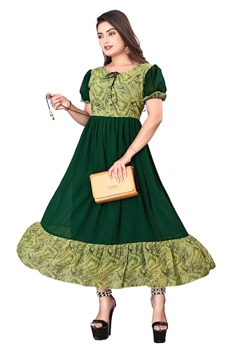 Image of eightone Floral Printed Cotton Frock for Women | Fit and Flare Midi One Piece Dress | Casual Western Dress for Women