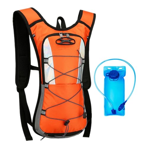 Mochila para bicicleta y running naranja con detalles reflectantes
