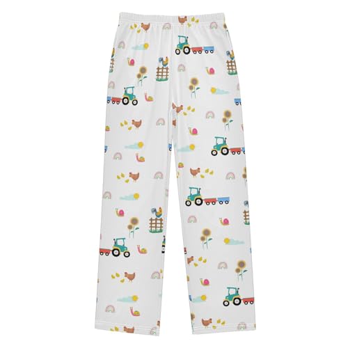 Boys' Pants Cute Tractor Chicken Farm Long Bottoms Jogger Pants Elastic Waist Trousers with Pockets S-XL