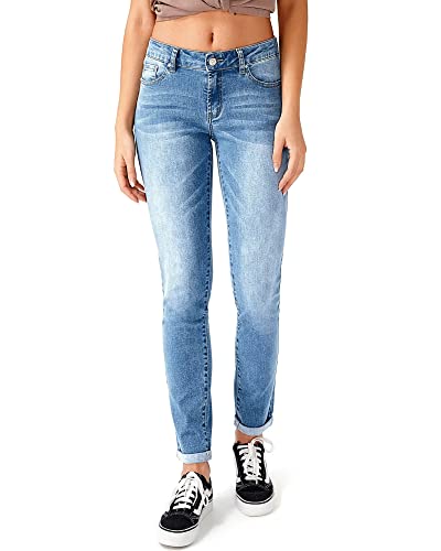 RHODANTHE Women's Ripped Skinny Jeans Stretch Boyfriend Trendy Jean Women Straight Distressed Jeans