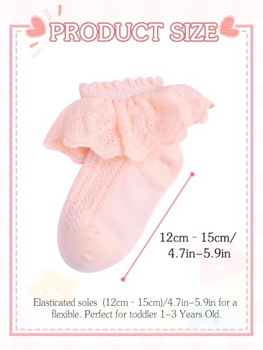 Urieo Baby Girls Socks Lace Ruffle Crew Socks Princess Dress Socks for Toddler Girls4