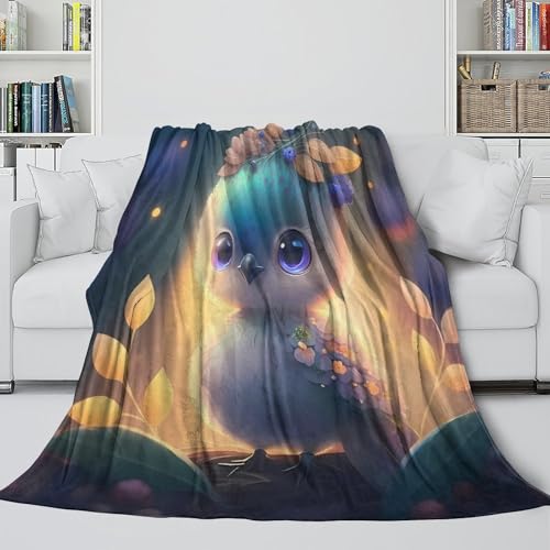 Couverture hibou 3D en microfibre plaid lit doux 150x200cm - 6