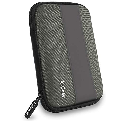 Image of AirCase AP-HDC External Hard Drive Case for 2.5-Inch Hard Drive (Gray) & C41- Earphone Case Pouch & Travel Organizer for Earphone, Pen Drives, Memory Card, Data Cable (Red Zip)