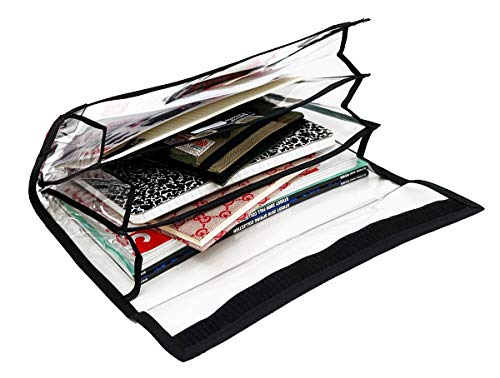 Rough Enough Plastic Expanding File Folders Organizer Accordion A4 Document Bag Pouch Large Manila Letter Size Magazine Holder 3 Pockets Dividers Case for Filing Office School Supplies Exam