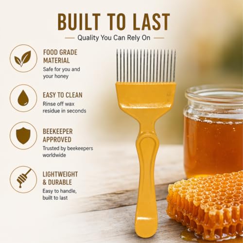 Image of ANP BEE Stainless Steel Uncapping Fork Beekeeping Tool, Honey Comb Cutter Scraper for Hive Frame Wax Removal - Durable Beekeeper Equipment for Efficient Honey Extraction