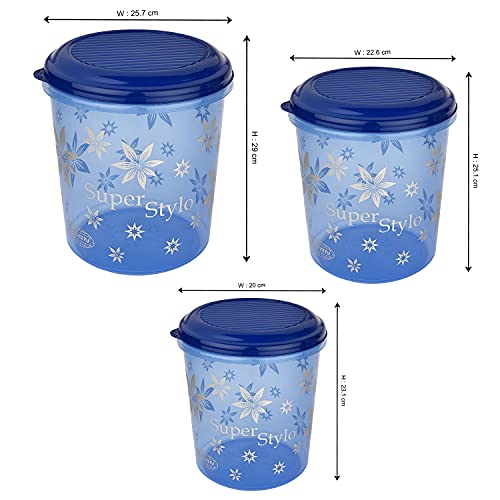 Image of Asian Plastic Airtight Round Storage Containers Set of 3 (1 + 2.5 + 4.1 Ltr)| BPA free|Freezer Safe |Kitchen Storage Containers|Grocery|store namkeen, biscuits, choclates, rice, dal, cookies, pulses