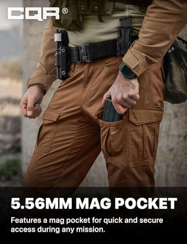Image of CQR Men's Flex Ripstop Tactical Pants, Water Resistant Stretch Cargo Pants, Lightweight EDC Hiking Work Pants