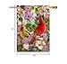 Artofy Cardinal Spring Home Decorative House Flag, Garden Yard Lawn Summer Welcome Decor Red Yellow Birds Dogwood Flowers, Floral Outside Decorations Outdoor Large Burlap Flag Double Sided 28 x 40