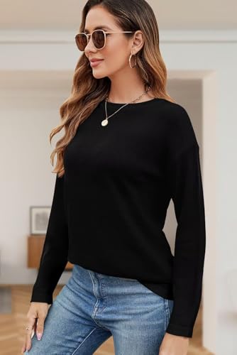 Image of QACOHU Women's Fall Sweater 2025 Crew Neck Long Sleeve Casual Pullover Knitted Sweater Tops