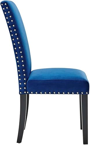Miniatura 4 de Modway Parcel Performance - Juego de 2 sillas auxiliares de terciopelo para comedor, color azul marino