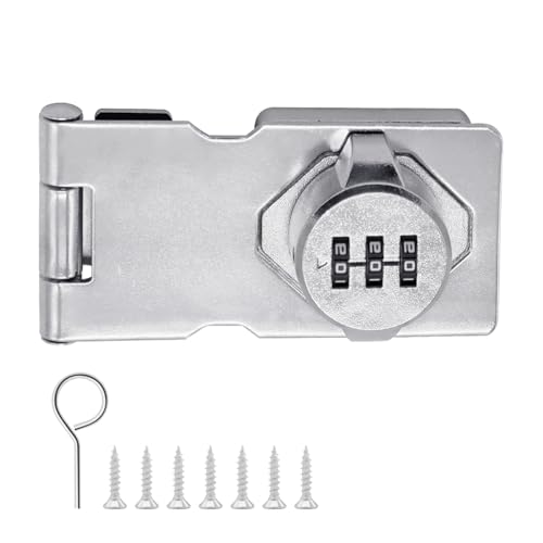 LONTOM Cabinet Lock, Metal Password Hasp Lock, Security Rotate Cupboard Lock Drawer Lock, Hasp Latch Lock with Screws for Cabinets, Drawers, Cupboard, Shed, Garden