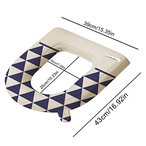 Clomuzi Wasserdichtes Toilettensitzkissen | Warmer Toilettensitzbezug,Hautfreundliches, wasserdichtes Eva-Badezimmer-Sitzkissen mit Griff für alle Jahreszeiten – Bild 5