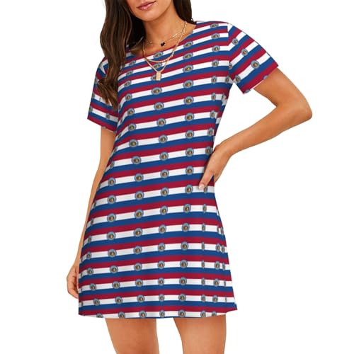 Chemise de nuit manches courtes imprimé Missouri robe de nuit légère et respirante
