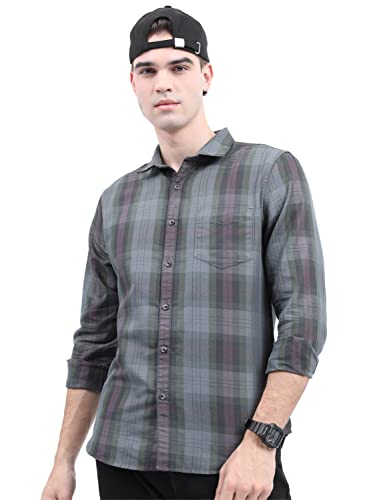Image of KETCH Men Polycotton Slim Fit Checked Full Sleeve Shirt