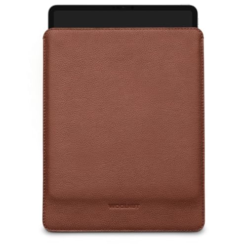 WOOLNUT Leather Sleeve Cover Case for iPad Pro 13 Inch & iPad Air 13 Inch - Cognac Brown, Full-Grain Leather, Wool Felt Interior, Charge in Sleeve, Slim & Minimalist Design