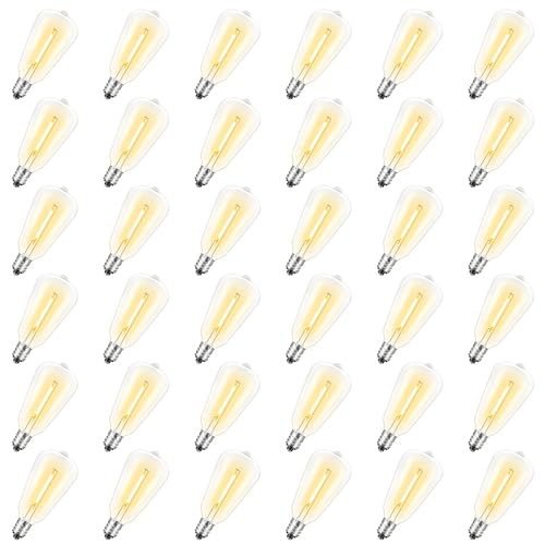 MAXvolador 36 Pack ST38 LED Replacement Bulbs for Outdoor String Light, E12 LED Shatterproof Bulb Dimmable for Patio Backyard, Waterproof, Warm White 2700K