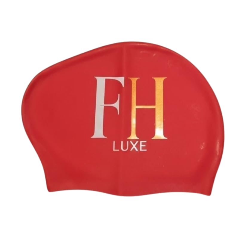 Red Swim Cap for Long Hair – Silicone, Anti-Slip, Adult One Size