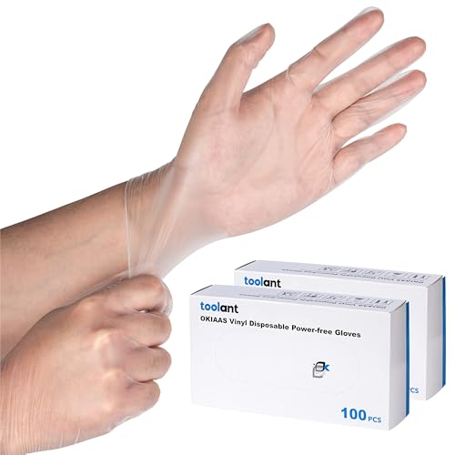 Image of OKIAAS Clear Vinyl Disposable Gloves, Latex-Free, Powder-Free