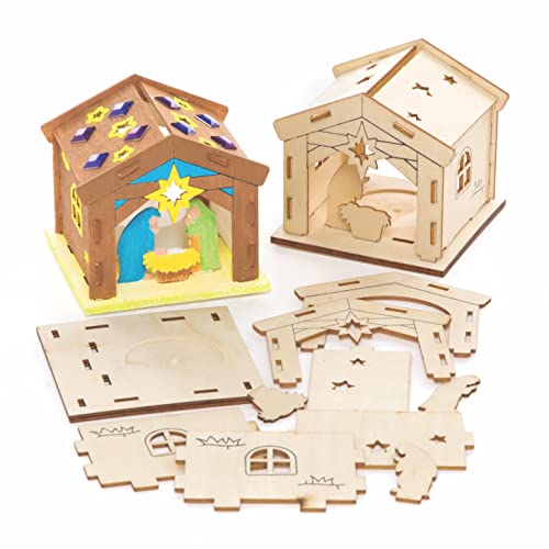 Baker Ross FC206 Krippenstall Teelichthalter Bastelset aus Holz - 3er...