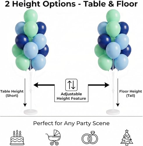 Image of Balloon Column Stand Kit with Balloons, Base and Pole, Balloon Column Kit for Floor or Table Backdrop Decoration for Party Wedding Baby Shower Birthday Graduation (Blue Mint)