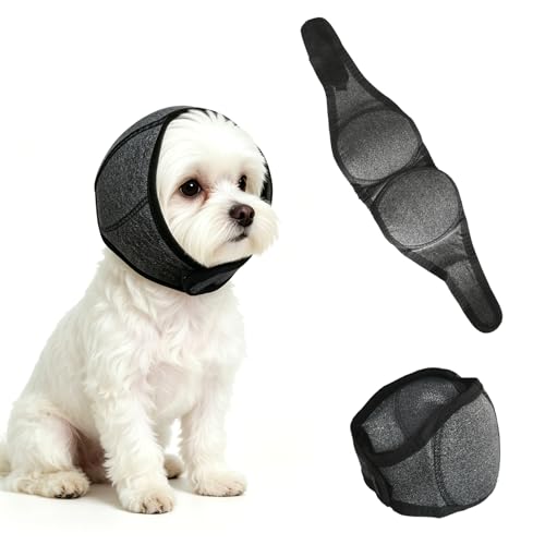 Image of Dog Ear Cover, Gray, S (Head Size: 10 inch-15 inch) | Noise Protection & Anxiety Relief, Adjustable No Shake Ear Wrap