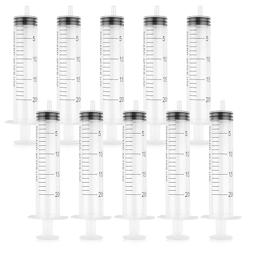 Syringes Set 20ml Plastic Syringe Liquid Measuring Tools for Pets Labs Animal Feeding Dispensing Watering (No Needle 10 PCS)