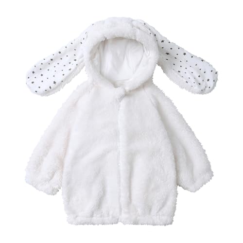 MYGBCPJS Boys Girls Fuzzy Bunny Ears Hoodie Coat Pockets Toddler Kid Thicken Fleece Zip Up Long Sleeve Hoody Hooded Jacket